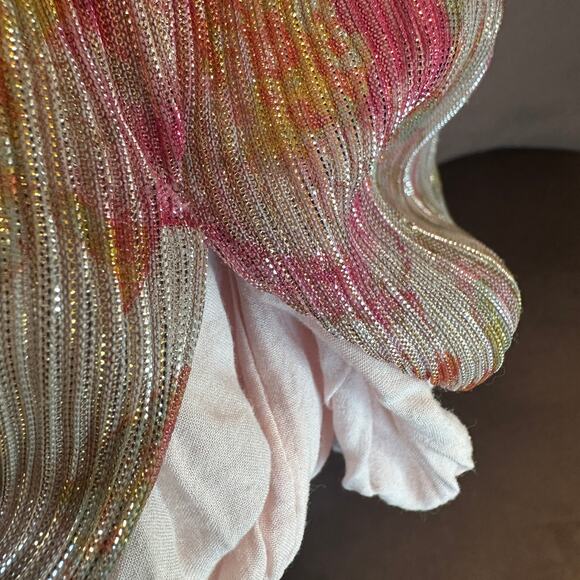 Dress the Population Floral Plisse Maxi Dress XS Metallic Goddess Slip Gown $268 - Picture 14 of 15